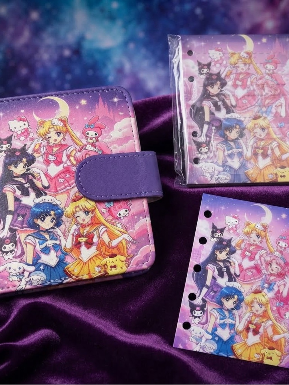 Purple Sailor-Inspired Tablet Folio Case with Character Art A6
